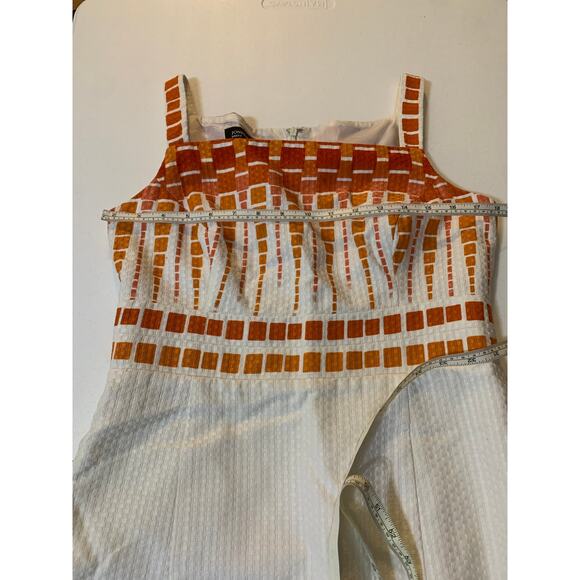 Jones New York Sleeveless Dress Orange and Purple Geometrical Squares Size 6 - Picture 10 of 11